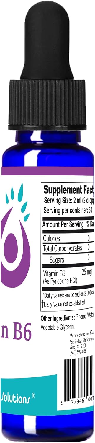 Life Solutions Vitamina B6 Piridoxina HCI 25 mg – Complemento de Vitaminas B, 60 ml