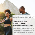 Earth's Splendor Complejo de Cúrcuma con Pimienta Negra 500mg, 90 Cápsulas