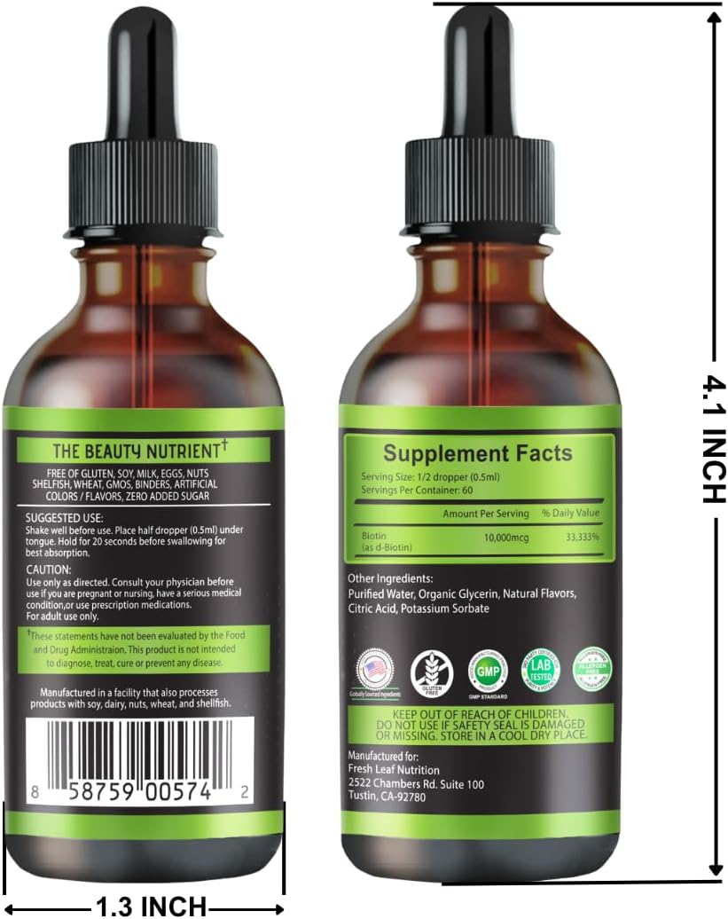 Vitboost Gotas de Biotina Líquida 10.000mcg con Sabor a Bayas Orgánicas – Fórmula Vegana Extra Fuerte