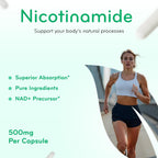 Vitamina B3 Nicotinamida 500 mg - Alta Absorción Sin Enrojecimiento - Precursor NAD+ - 360 Cápsulas