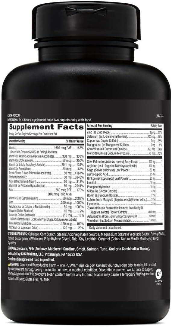 GNC Mega Men 50 Plus Multivitamin para Hombres | Antioxidantes | Salud Cardíaca | Apoyo Prostático y Circulatorio | 120 Comprimidos