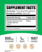 BulkSupplements Fadogia Agrestis Extracto en Polvo, 600mg por Servicio, 1 kg