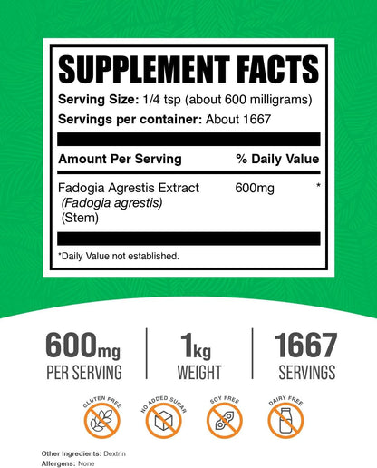 BulkSupplements Fadogia Agrestis Extracto en – Apoya la vitalidad y el rendimiento físico. – Image 2
