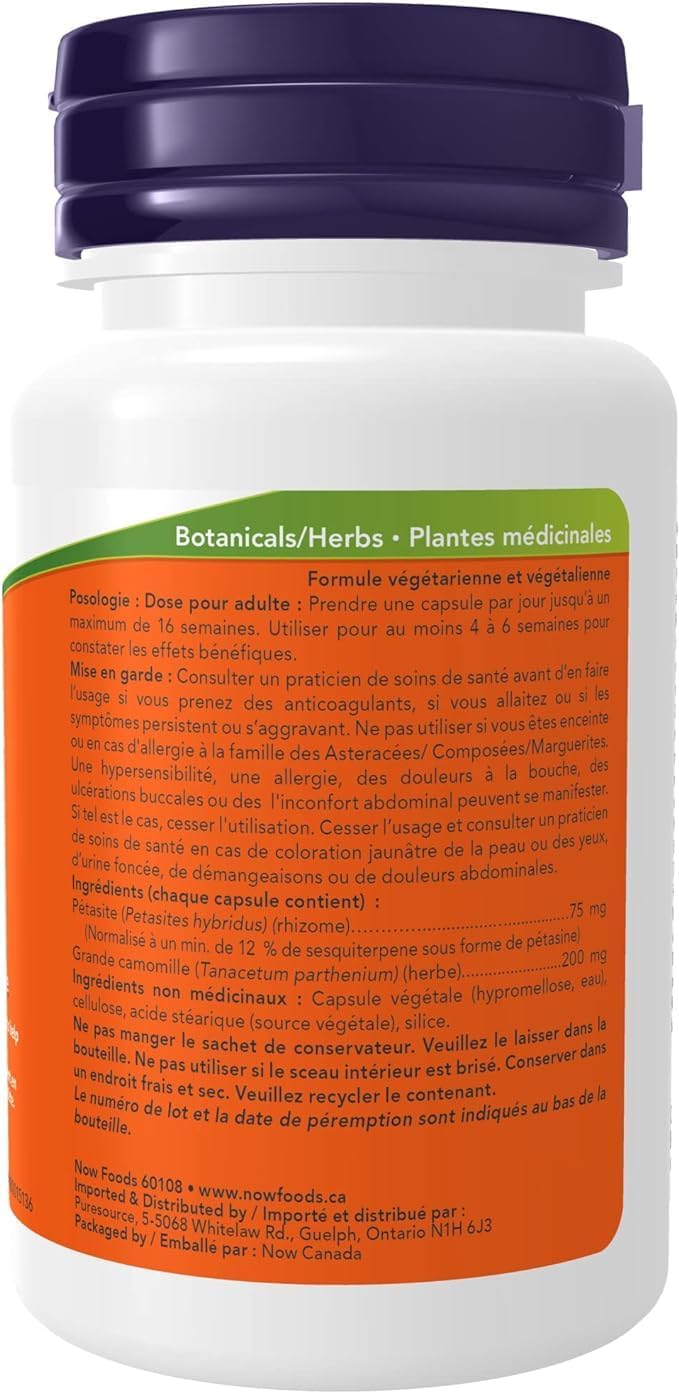 Now Foods Extracto de Petasita 75 mg, 60 Cápsulas Veganas