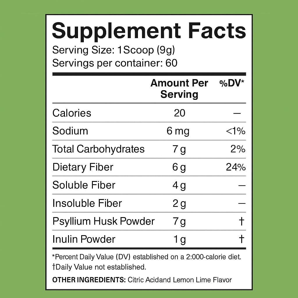 Dr. Colbert, MD Fiber Zone Powder - Sabor Lima-Limón - Divine Health - Prebióticos - 6g Fibra - Cáscara de Psyllium e Inulina