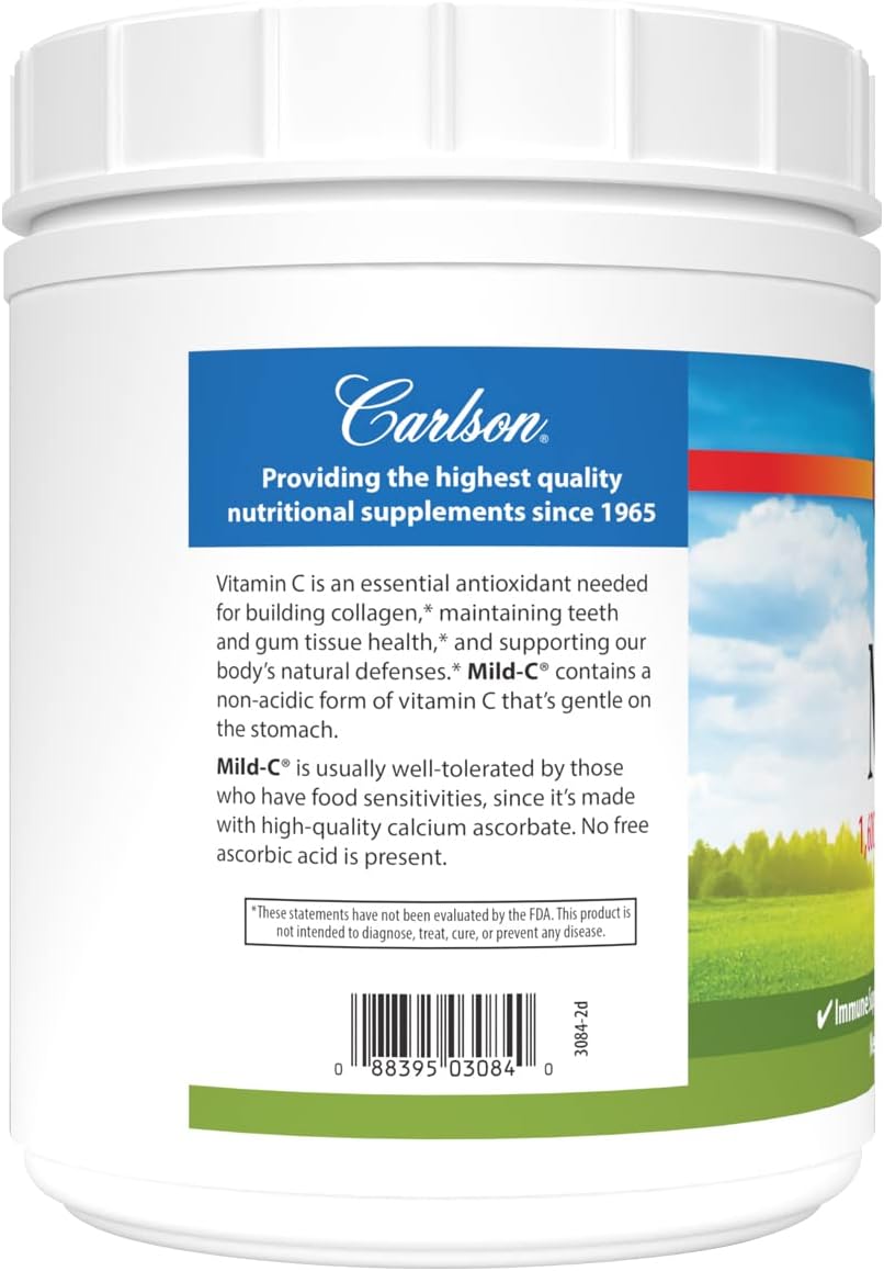 Carlson Mild-C, Vitamina C en Polvo, Sabor Limón, 1000 g (35 oz)