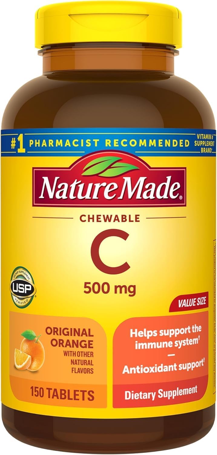 Nature Made Vitamina C 500 mg Comprimidos Masticables - Pack de 2 (300 Unidades)