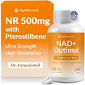 OPTINOURISH NAD+ Optimal - Suplemento NAD con NR 500mg, Pterostilbeno y Más - 90 Cápsulas