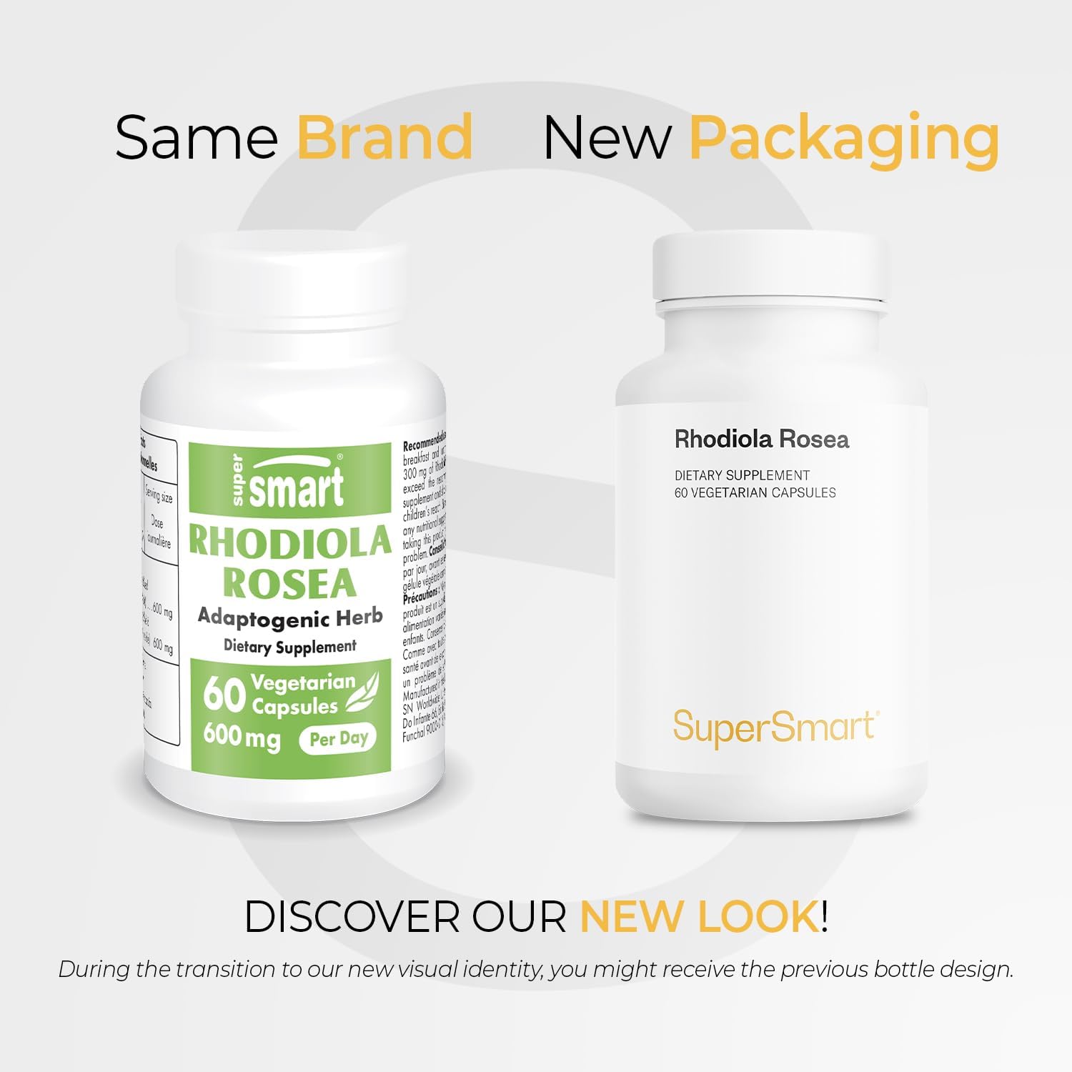 Supersmart Rhodiola Rosea 600mg al Día (Alta Potencia y Patente) - Rhodiolife - Extracto Estandarizado 5% Rosavinas, 1,8% Salidrósido - No-GMO, Sin Gluten - 60 Cápsulas Vegetales