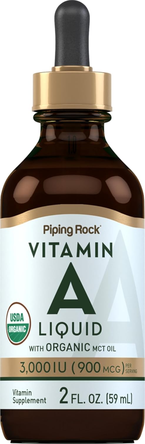 Piping Rock Vitamina A Líquido Gotas con Aceite MCT Orgánico, 59 ml