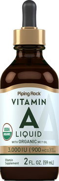 Piping Rock Vitamina A Líquido Gotas con Aceite MCT Orgánico, 59 ml