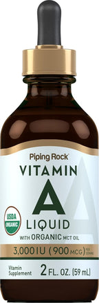 Piping Rock Vitamina A Líquido Gotas con Aceite MCT Orgánico, 59 ml