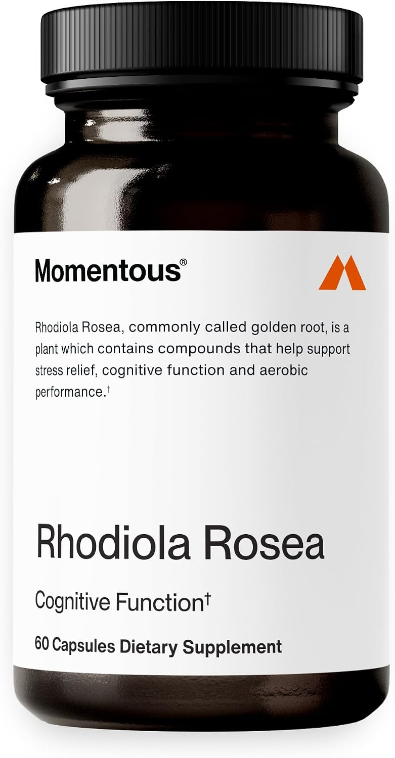 Momentous Rhodiola Rosea - Adaptógeno para Estrés, Fatiga y Rendimiento Cognitivo - 60 Cápsulas