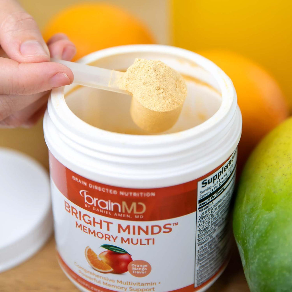 BRAINMD BRIGHT MINDS Memory Multi - Multivitamínico en polvo sabor Naranja Mango - 153 g (30 raciones)