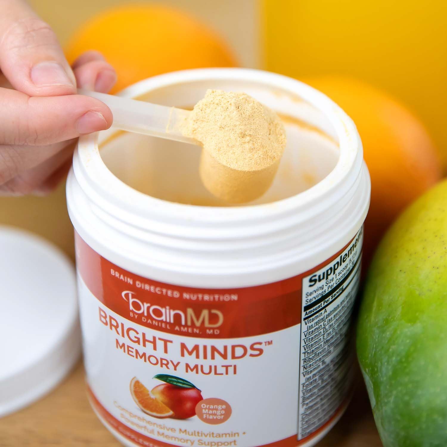 BRAINMD BRIGHT MINDS Memory Multi - Multivitamínico en polvo sabor Naranja Mango - 153 g (30 raciones)