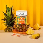 OLLY Hello Happy Gummy Worms - Gomitas de Apoyo al Ánimo con Extracto de Azafrán y Vitamina D, Sabor Tropical Zing, 60 unidades