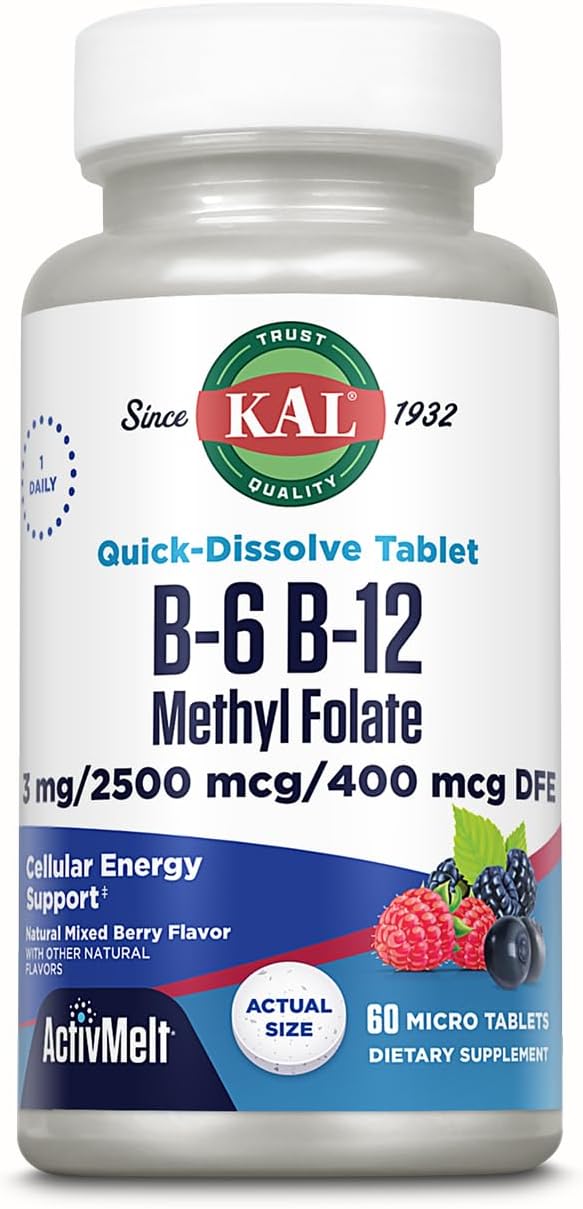 KAL Vitaminas B-6 B-12 Metil Folato ActivMelt - 60 comprimidos sublinguales