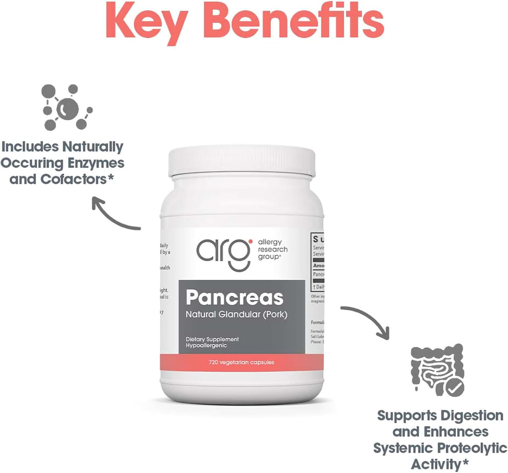 Allergy Research Group ARG Páncreas Glandular Natural – 720 Cápsulas