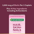 Nature's Bounty Hair, Skin & Nails Formula, with 3000 mcg Biotin, 60 Coated Tablets