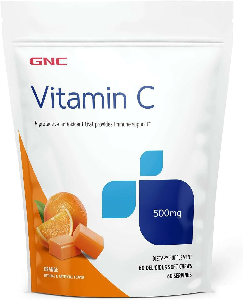 GNC Vitamina C Soft Chews 500mg, Naranja, 60 Comprimidos
