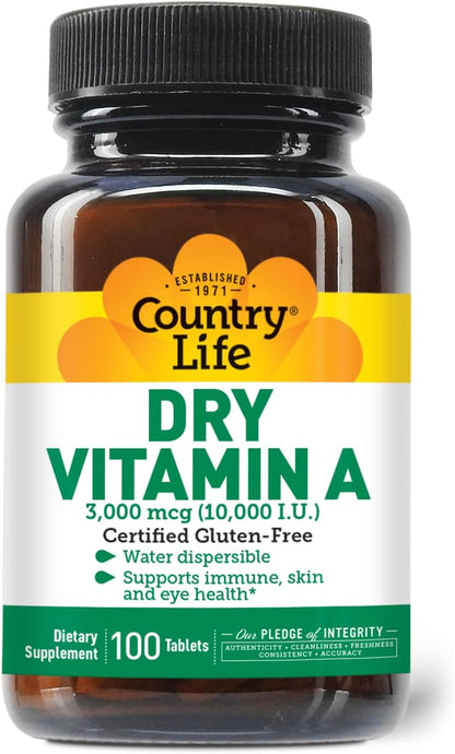 Country Life Vitamina A 10.000 UI - Apoyo Inmunológico, Salud de la Piel y Ojos - 50% Betacaroteno y 50% Palmitato de – Image 2