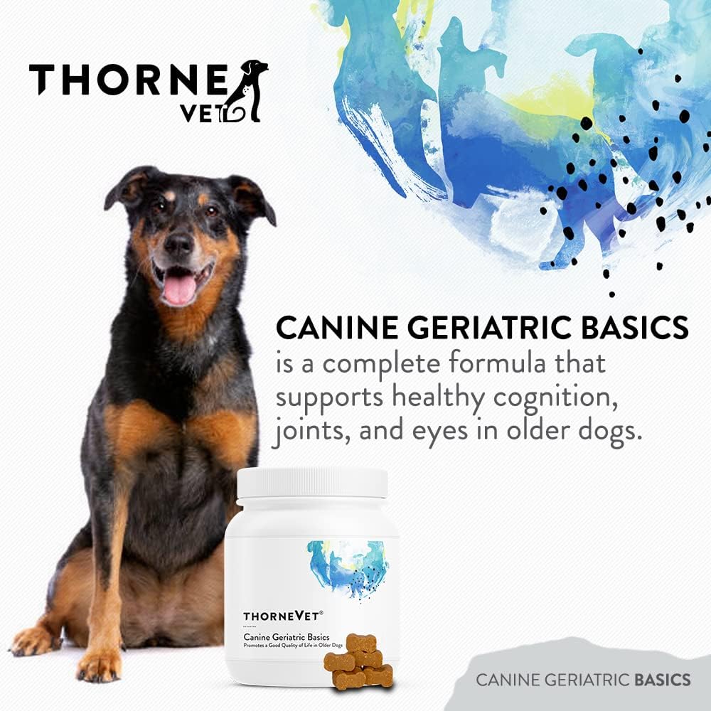 ThorneVET Canine Geriatric Basics – Fórmula multivitamínica y mineral para perros mayores, 90 masticables blandos