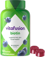 Vitafusion Biotina Extra Fuerte Gomitas, Sabor Arándano, 5000 mcg, 100 unidades