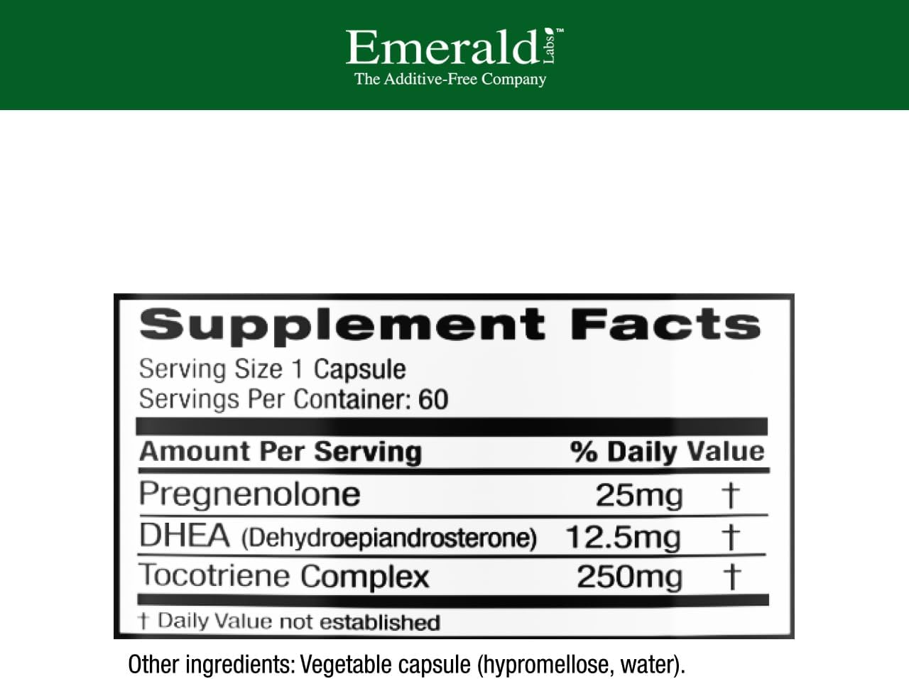 Emerald Labs Pregnenolona 50mg con DHEA 25mg - 60 Cápsulas