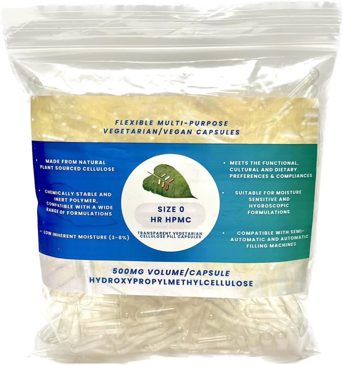 ACG Cápsulas Vegetales HPMC Tamaño 0 Transparentes (100 unidades)