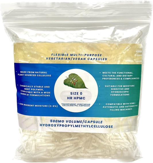 ACG Cápsulas Vegetales HPMC Tamaño 0 Transparentes (100 unidades)