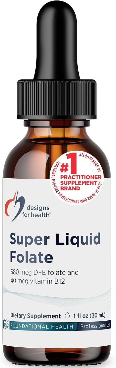 Designs for Health Gotas de B12 (Metilcobalamina) y Folato - 30 ml