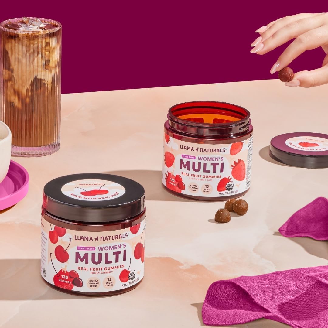 Llama Naturals Multivitamínico para Mujeres, Gomitas Veganas Orgánicas con Vitamina D, C y K, 120 unidades