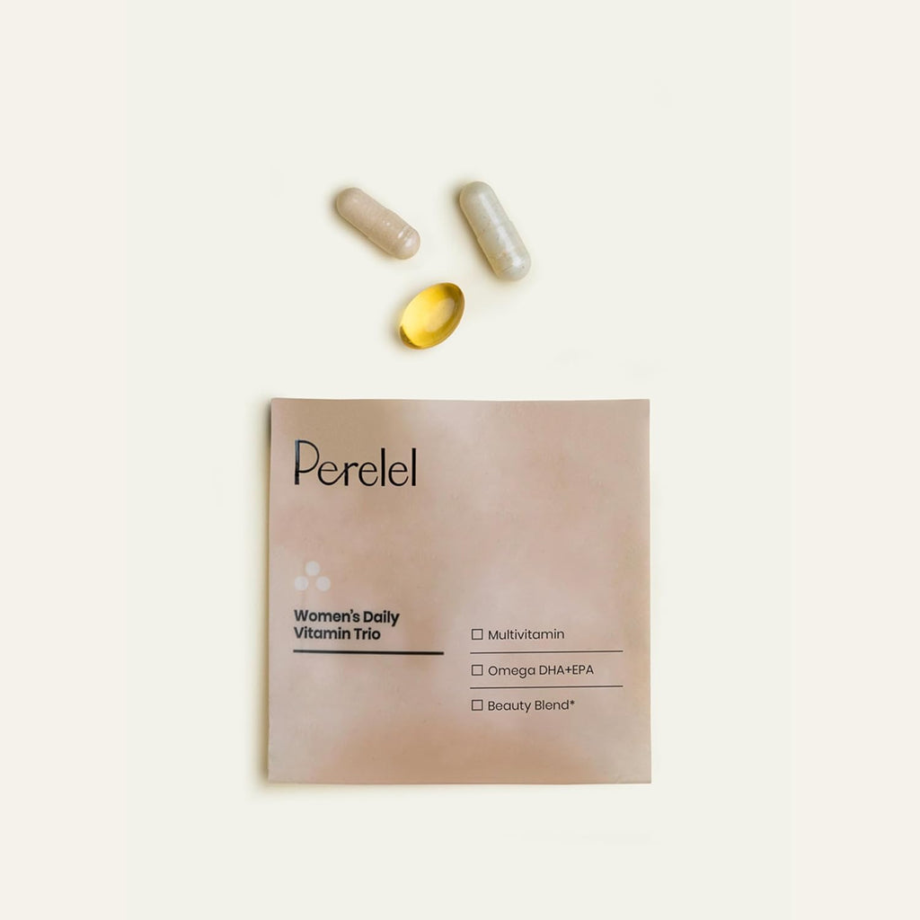 Perelel Trío Diario para Mujeres - Multivitamínico, Omega-3 y Blend de Belleza