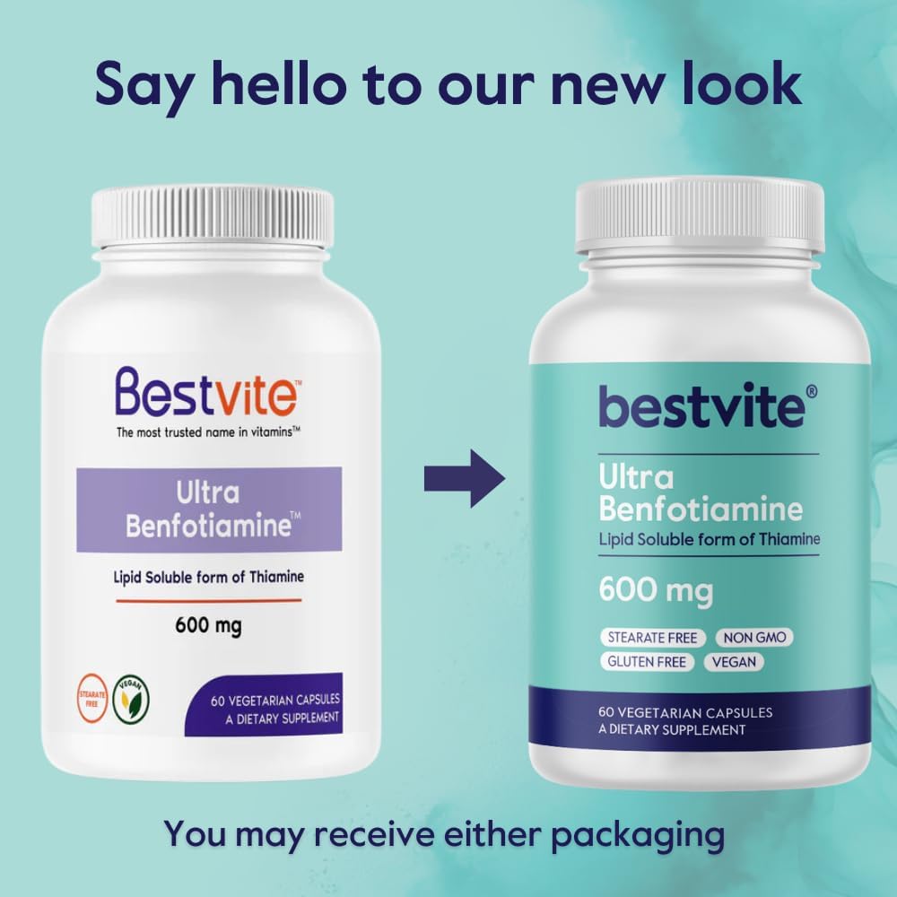 BESTVITE Benfotiamina Ultra 600mg - 60 Cápsulas Veganas