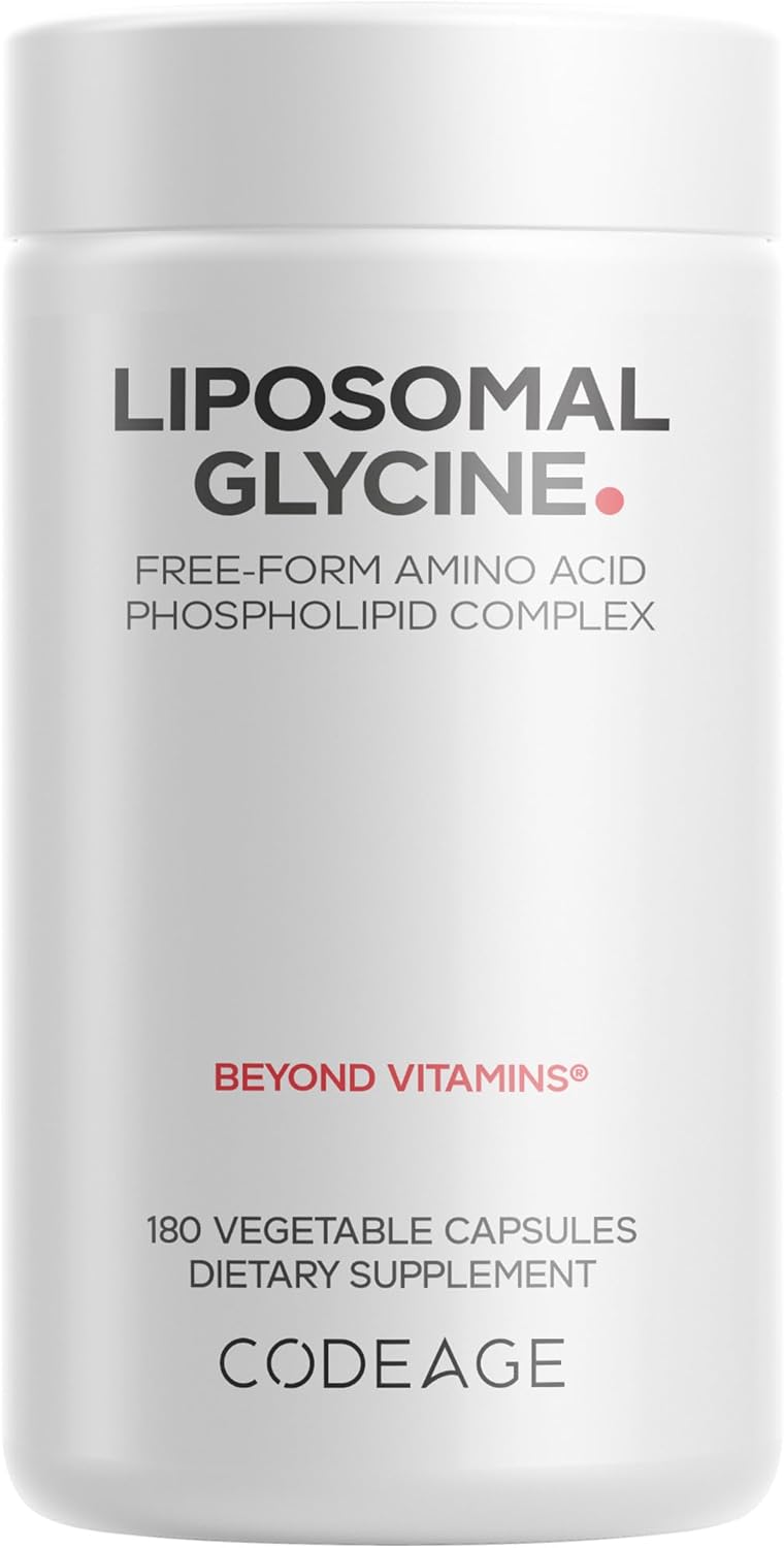Codeage Liposomal Glycine+ – 1500 mg de Glicina Libre, Suplemento Aminoácido, 180 Cápsulas (2 Meses)
