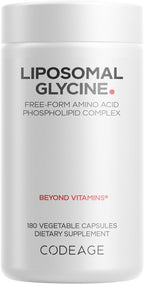 Codeage Liposomal Glycine+ – 1500 mg de Glicina Libre, Suplemento Aminoácido, 180 Cápsulas (2 Meses)