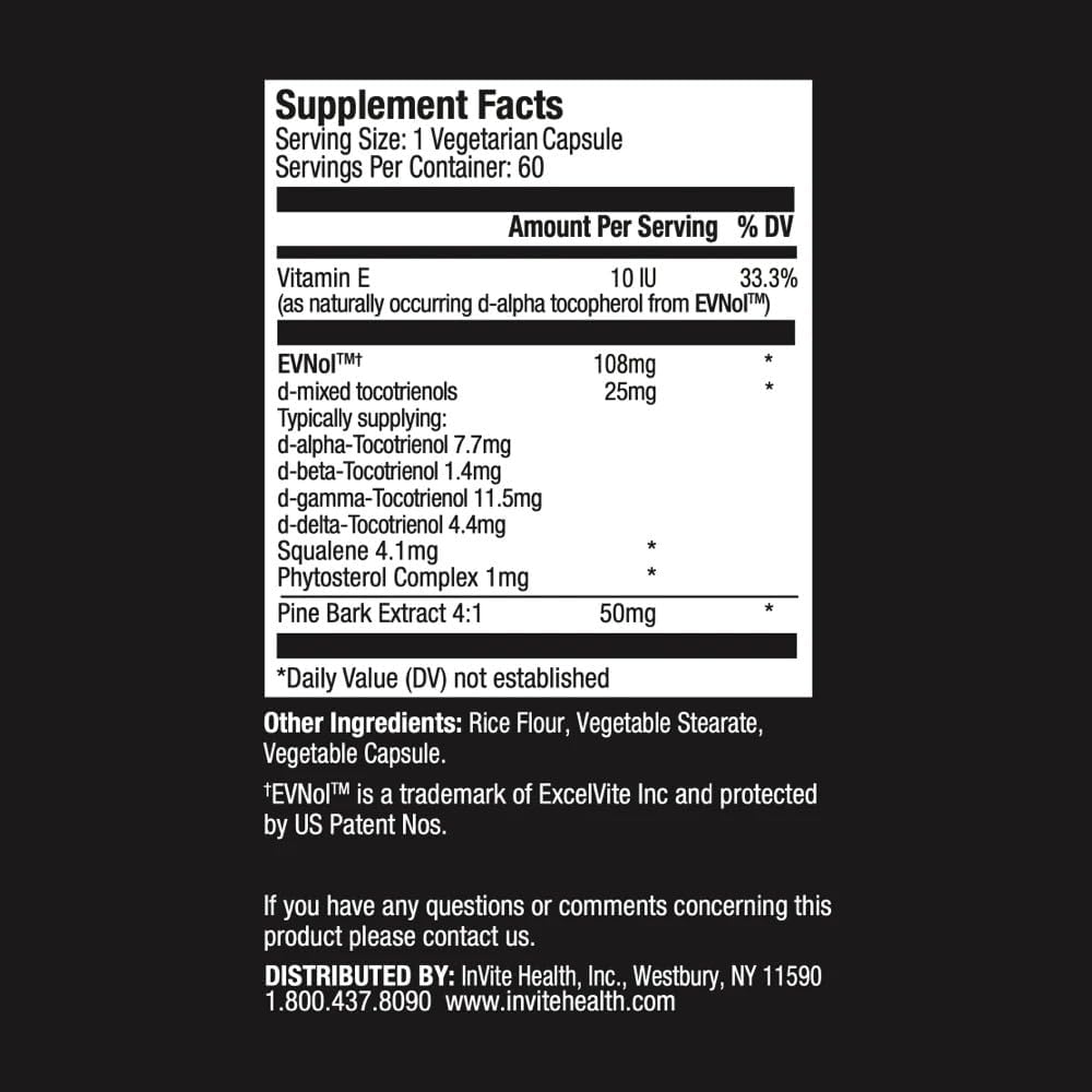 Invite Health Tocotrienal + Pine Bark Extract - 60 Cápsulas Vegetarianas (2 Paquetes)