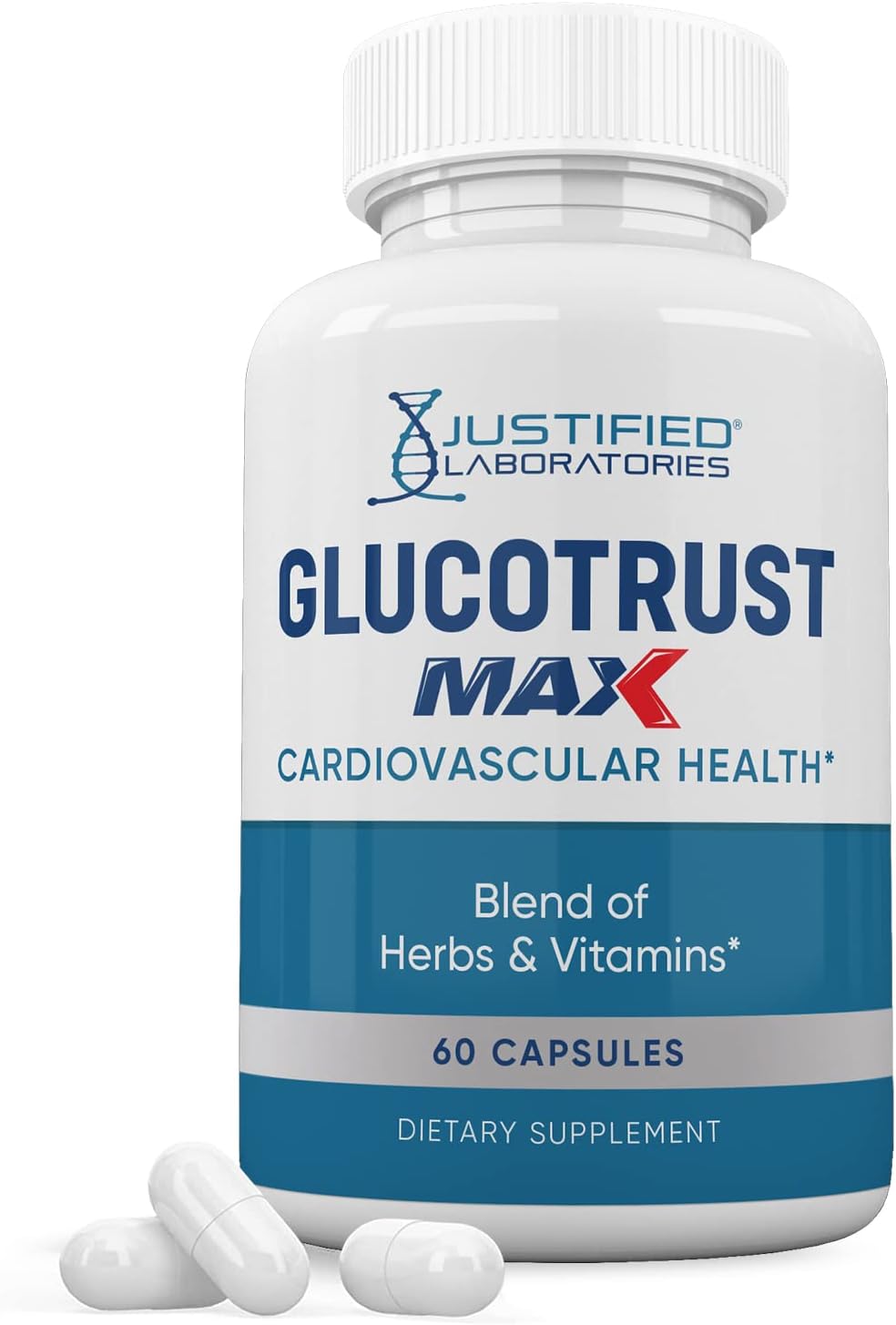 Justified Laboratories Glucotrust Max 1295mg Complemento Alimenticio, 60 Cápsulas