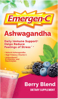 Emergen-C Vitamina C y Ashwagandha Mezcla para Bebida, Sabor Frutos del Bosque - 18 Sobres
