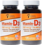 Sunshine Naturals Vitamina D3 10.000 UI (250 mcg) – 100 Cápsulas Blandas (Pack de 5)