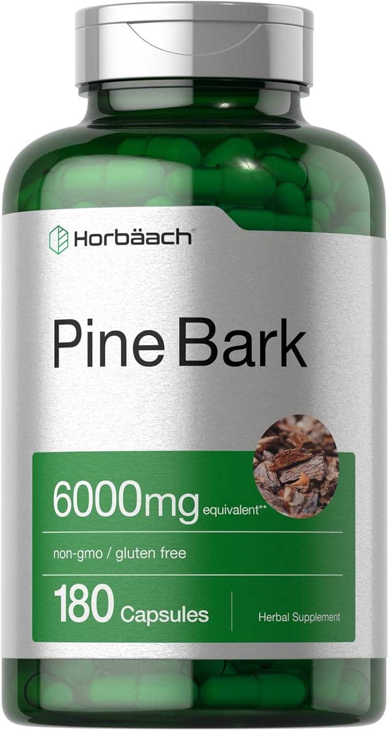 Horbäach Extracto de Corteza de Pino | 180 Cápsulas | Estandarizado al 75% de Proantocianidinas | Alta Potencia