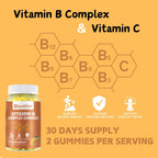 Complejo de Vitaminas B con Biotina, Colina, Inositol, Vitamina C y Zinc – Gominolas sin Azúcar (60 uds)