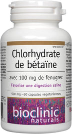 Bioclinic Naturals Betaine HCL con Fenogreco 60 Cápsulas Vegetales
