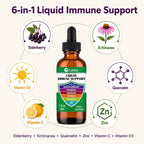 Cofure Zinc Quercetin Vitamina C D3 Líquido con Equinácea y Saúco Orgánicos - Gotas de Apoyo Inmunológico para Adultos - Vegano, Sin Gluten, No-GMO - 30 ml