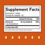 Doctor's Recipes Vitamina D3 2000 IU, Colecalciferol, 120 Cápsulas Blandas
