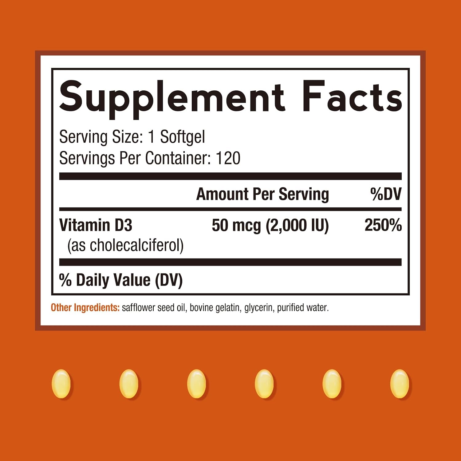 Doctor's Recipes Vitamina D3 2000 IU, Colecalciferol, 120 Cápsulas Blandas