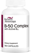 Bariatric Advantage Complejo de vitamina B50 - para pacientes de cirugía bariátrica - Mini cápsulas de alta potencia y fácil digestión - Suplementos de complejo de vitamina B - Apoyo para la salud cerebral* - 180 unidades