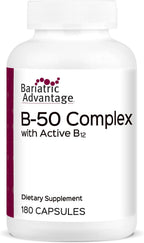 Bariatric Advantage Complejo de vitamina B50 - para pacientes de cirugía bariátrica - Mini cápsulas de alta potencia y fácil digestión - Suplementos de complejo de vitamina B - Apoyo para la salud cerebral* - 180 unidades