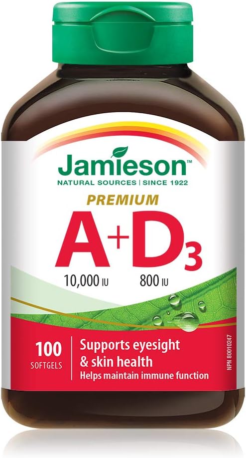 Jamieson Vitamina A y D Forte 100 Cápsulas Blandas
