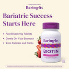 BariMelts Biotin 5000mcg - 90 Comprimidos de Disolución Rápida, Sabor Fresa Natural